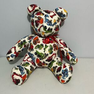 Colorful Construction Print Teddy Bear